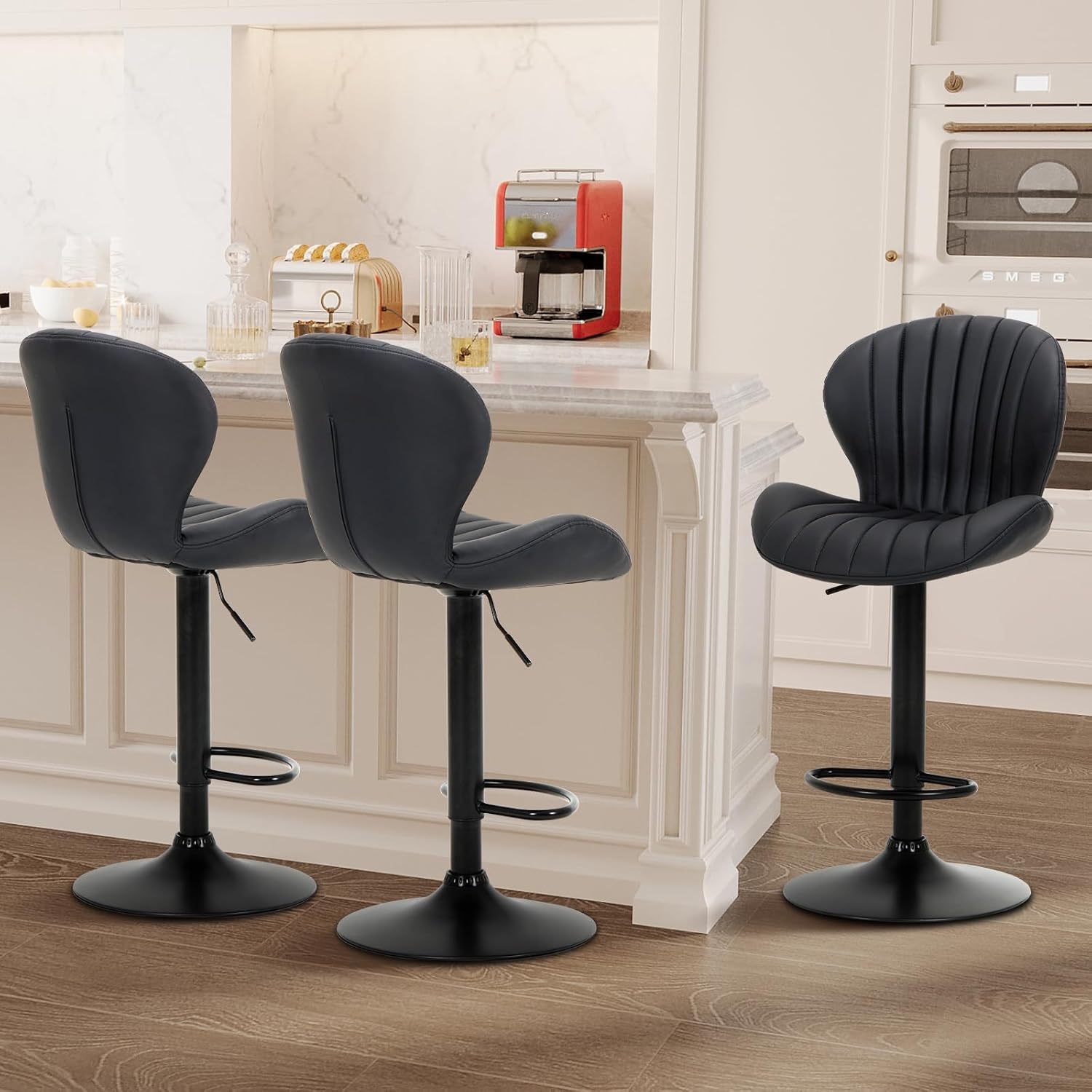COLAMY Adjustable Swivel Bar Stools Set of 3 for Any Space