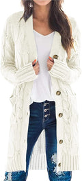 Long Sleeve Cable Knit Long Cardigan for Women - Cozy Layering Pick