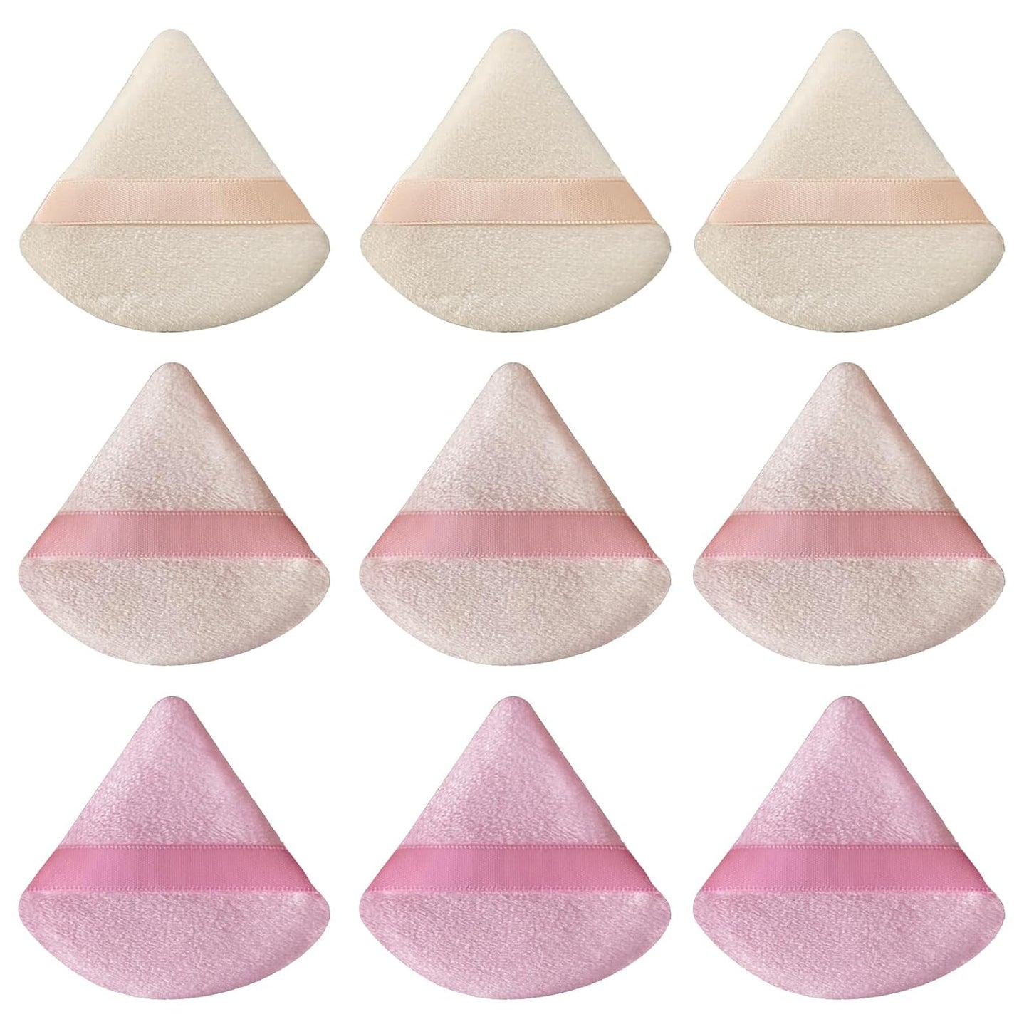 9 Pink Triangle Makeup Puffs Set - Flawless Powder Application