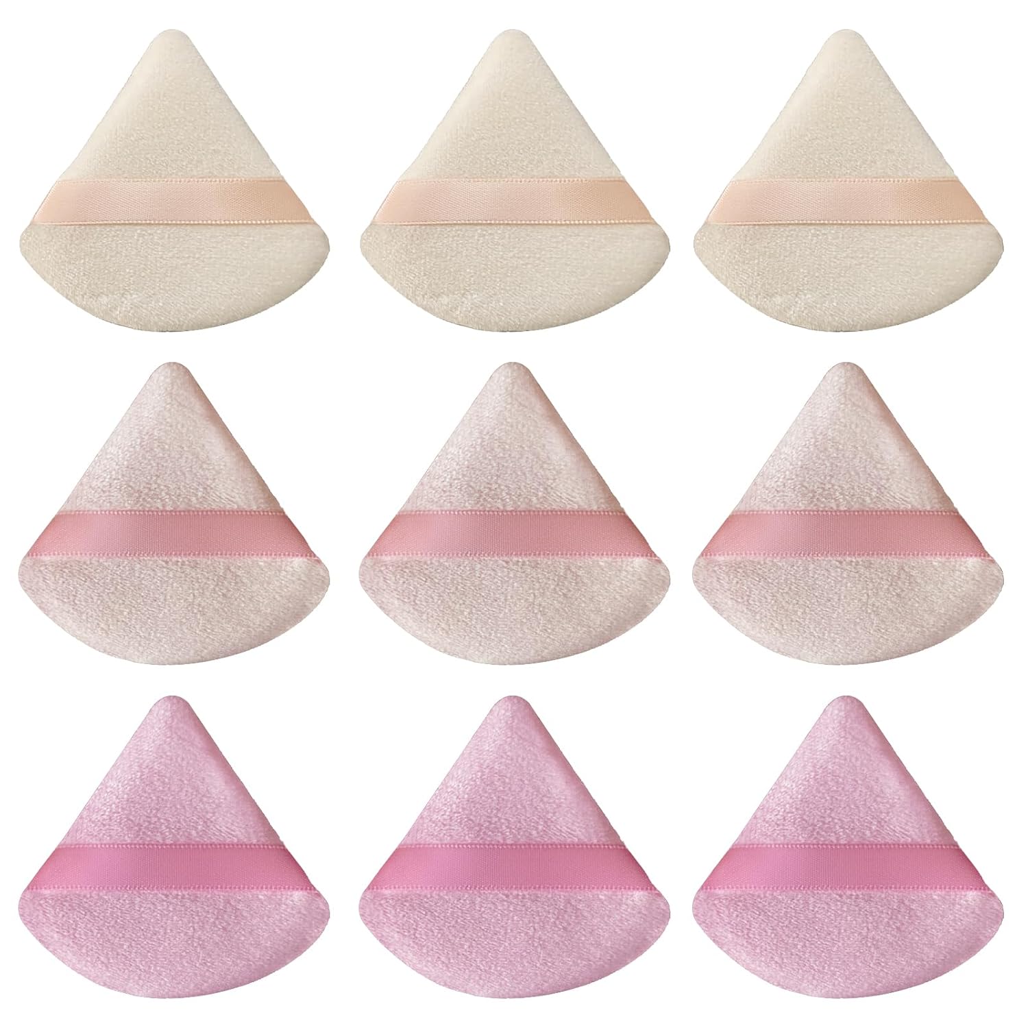 9 Pink Triangle Makeup Puffs Set - Flawless Powder Application
