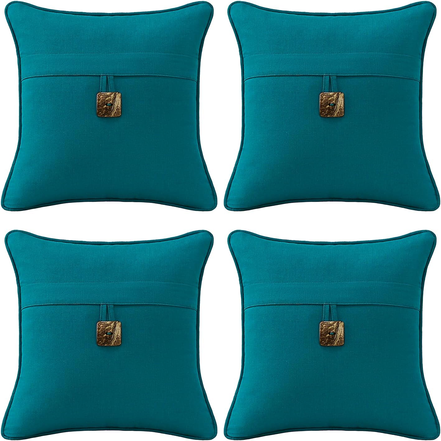 Outdoor Sunbrella Decorative Pillows with Coconut Button Set
