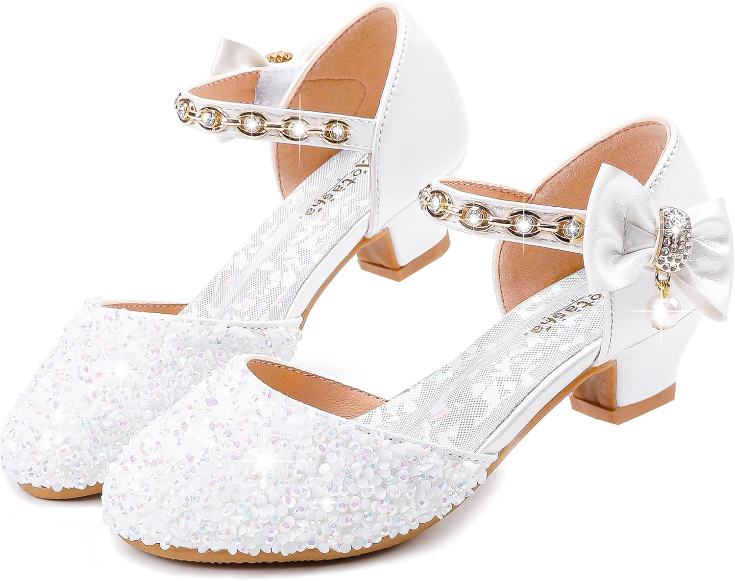 Girls Closed Toe Heels for Wedding Party Dress Shoes