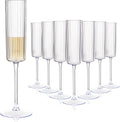 36 Pack Clear Plastic Champagne Flutes - Elegant 6oz Ribbed Stemware