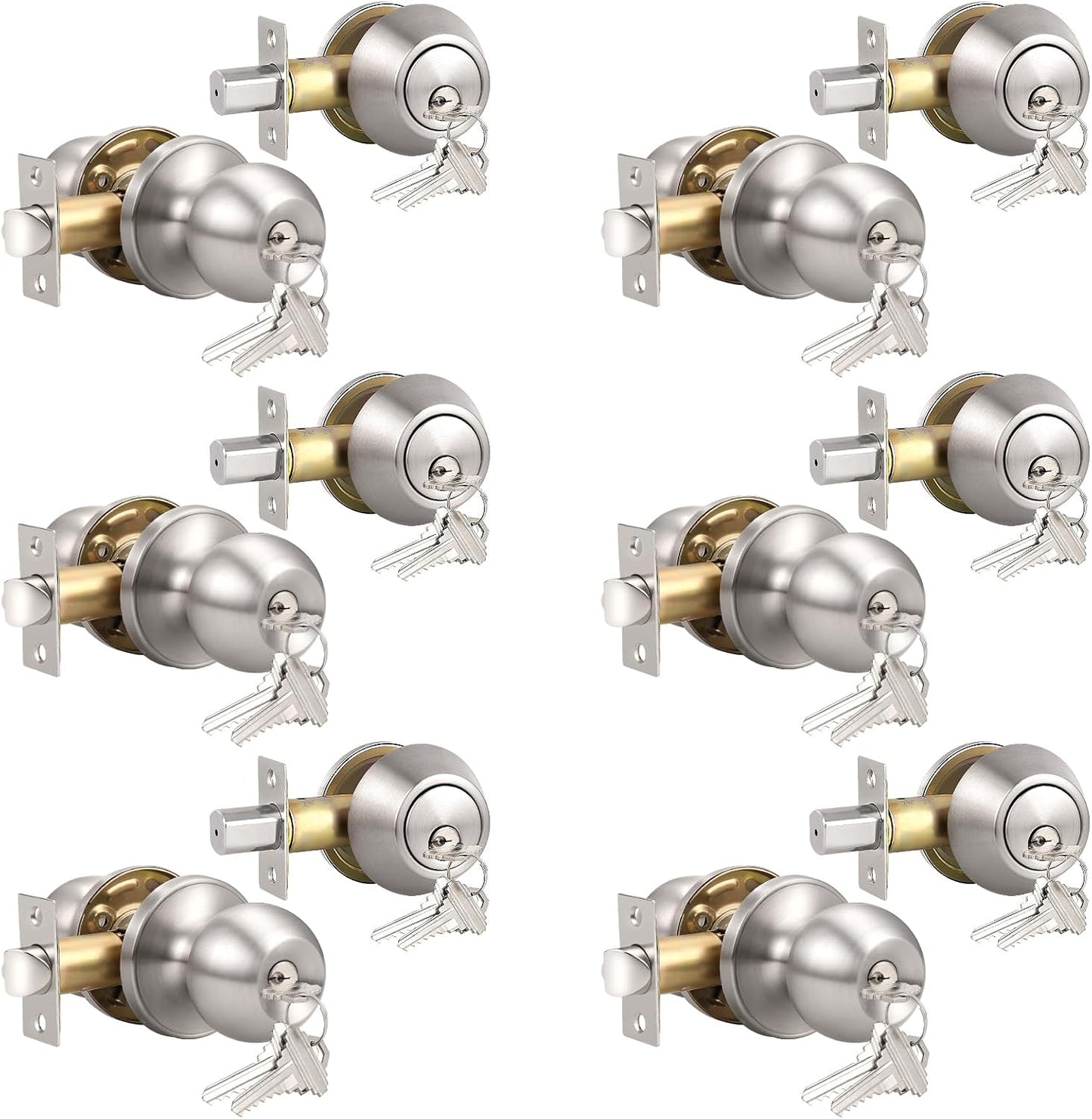 Knobonly Keyed Alike Exterior Door Knob Set for Security