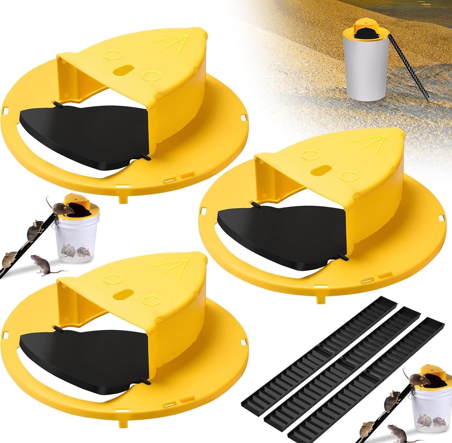 Eseven Humane Auto Reset Mouse Trap Bucket - 3 Pack