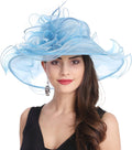 SAFERIN Women's Organza Wide Brim Fascinator Hat - Elegant Derby