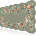 iCasso Desk Pad Cute XXL Desk Mat with Wavy Edges - Green Floral
