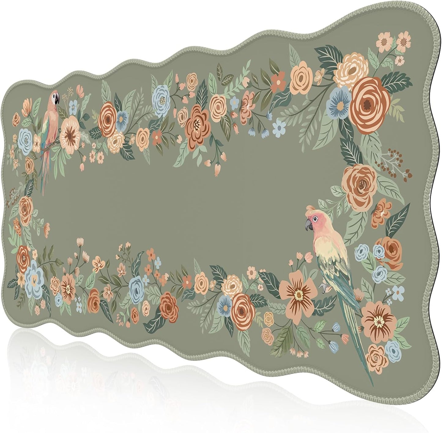 iCasso Green Floral XXL Desk Pad - Anti-Slip & Stylish!