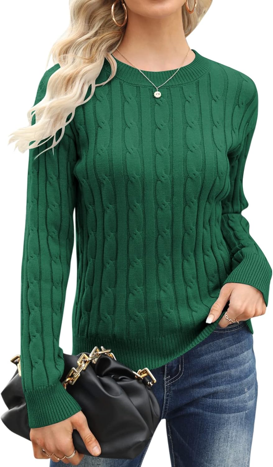 Esobo Women's Classic-fit Lightweight Cable Mockneck Sweater