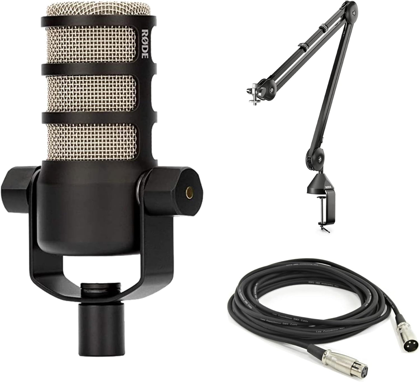 Rode PodMic Dynamic Podcast Microphone with Boom Arm and Cable