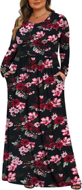 Tencede Women's Plus Size Maxi Dress with Pockets for Easy Wear