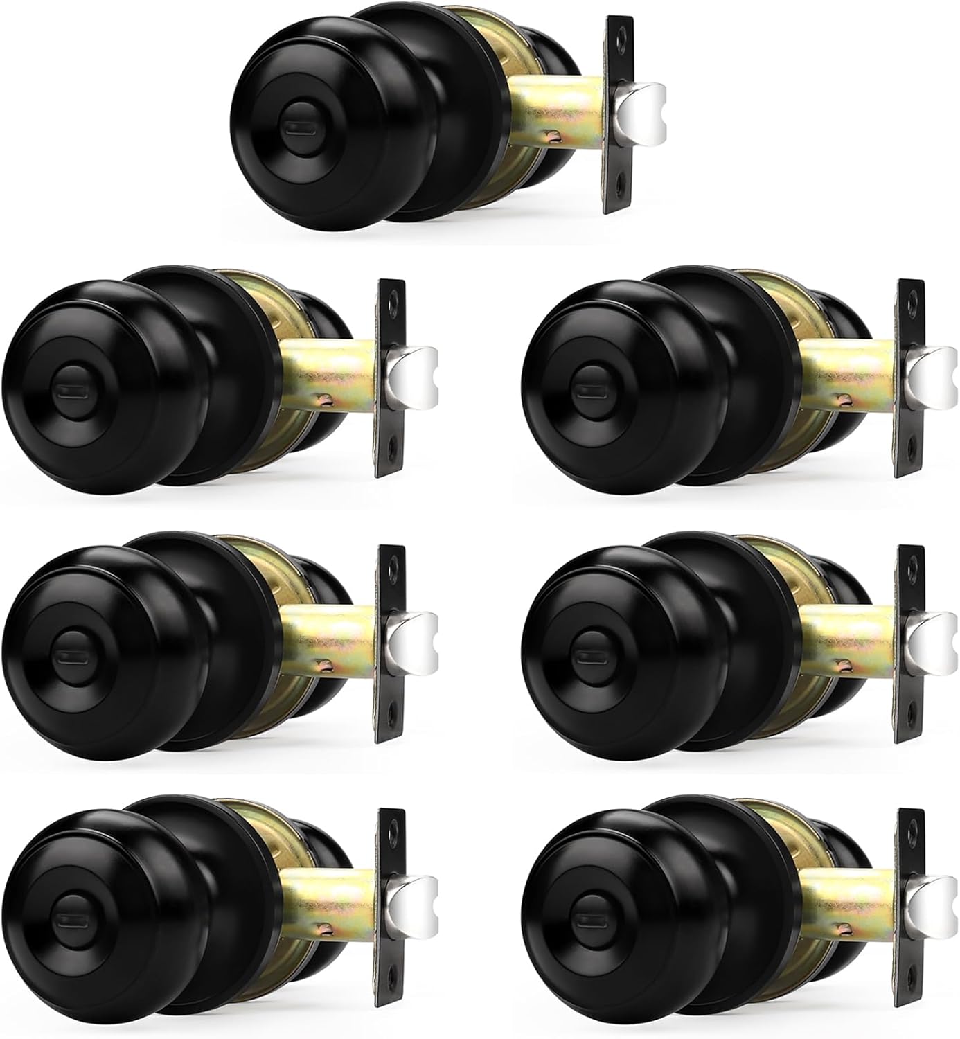 Probrico Black Door Knob 7 Pack for Interior Bedroom Doors