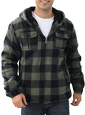 Men's Flannel Shirt Jacket Fleece Sherpa Lined Plaid Coat - Warm Full