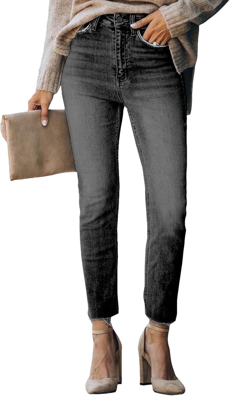 Sidefeel Women's Boyfriend Jeans: Stretchy Ripped Denim Pants