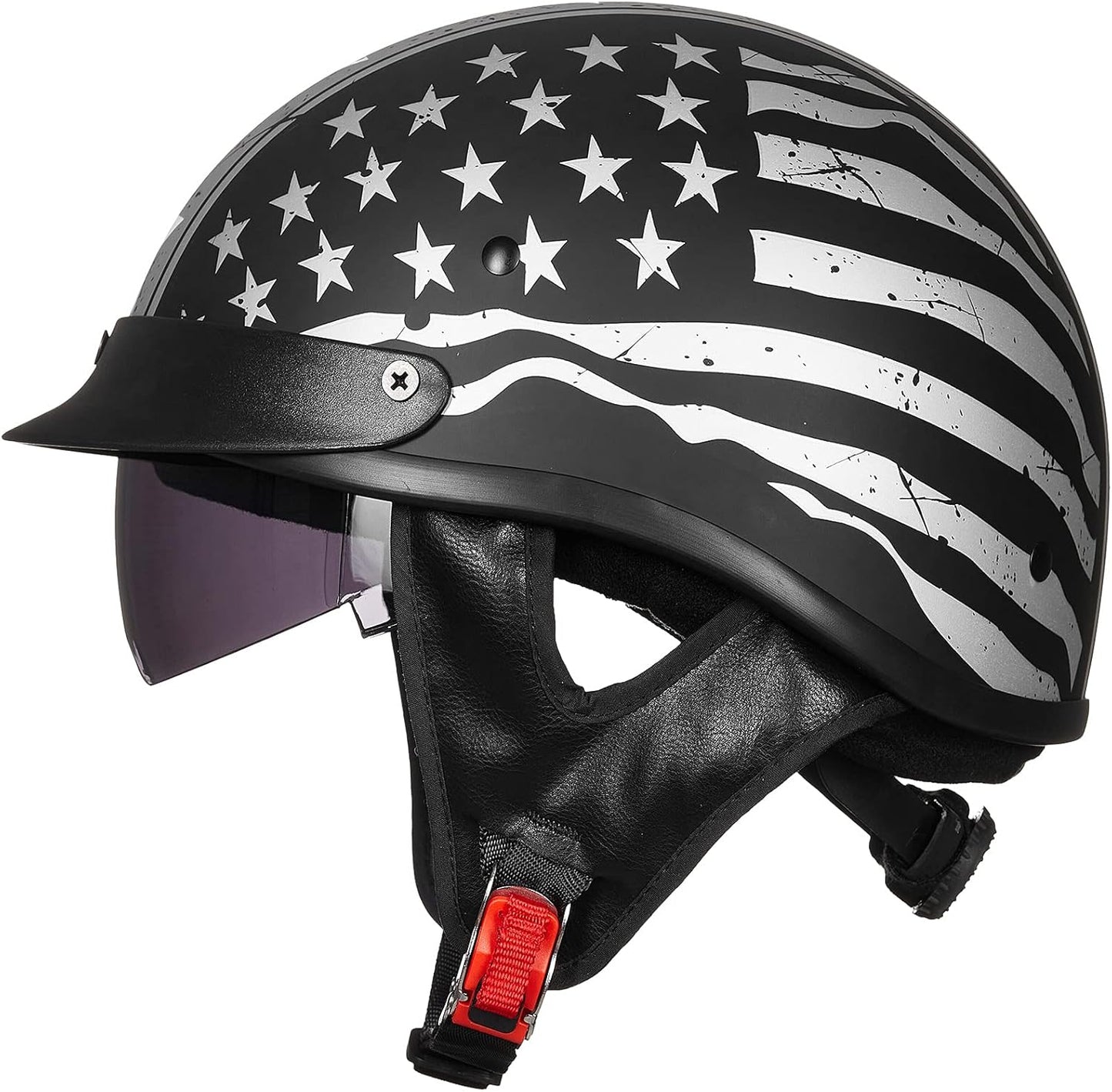 ILM Half Helmet Motorcycle Open Face with Quick Release Buckle