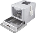Enclosed Stainless Steel Cat Litter Box with Top Exit - Leak Proof