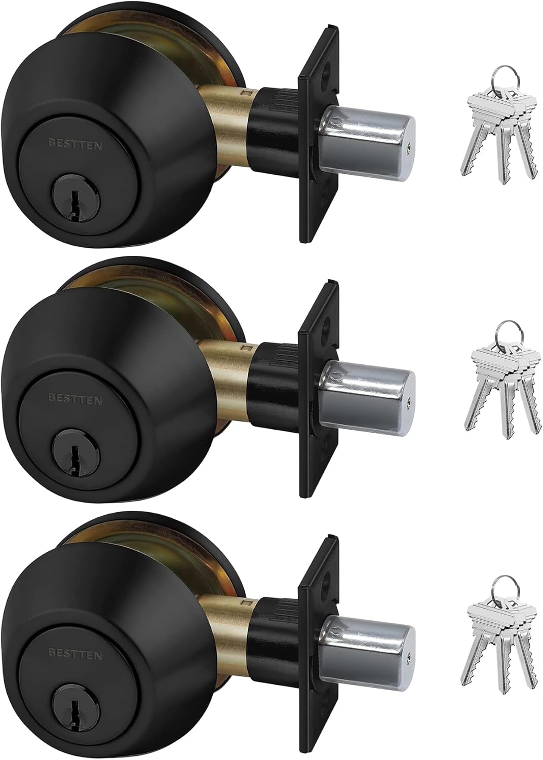 Keyed Alike Deadbolt Set for Entry Doors, Matte Black Finish