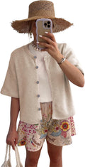 Lightweight Short Sleeve Cardigan Button-Down - Versatile Summer Layer