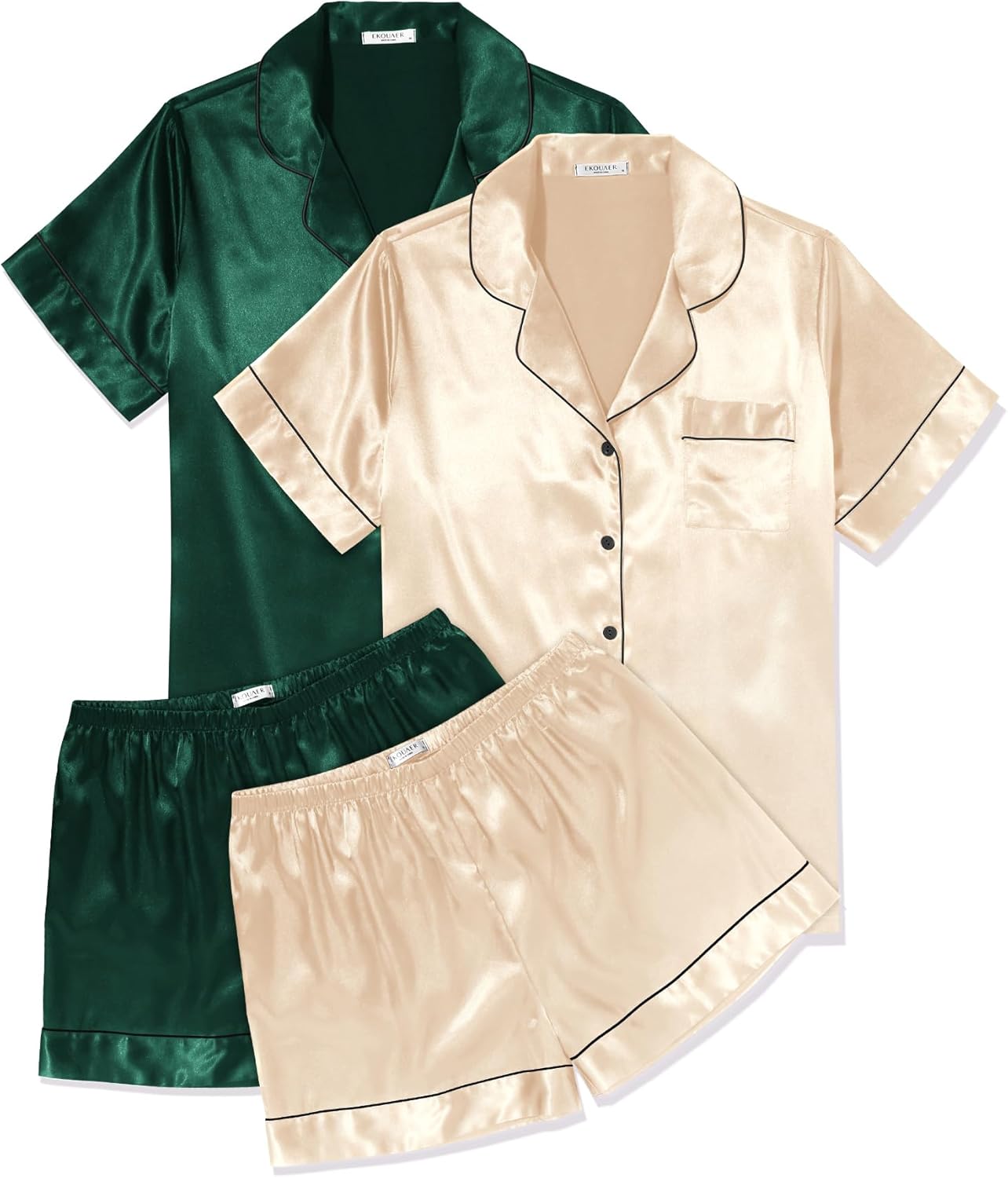 Ekouaer Silk Satin Pajama Sets for Women - Cozy Summer Sleepwear