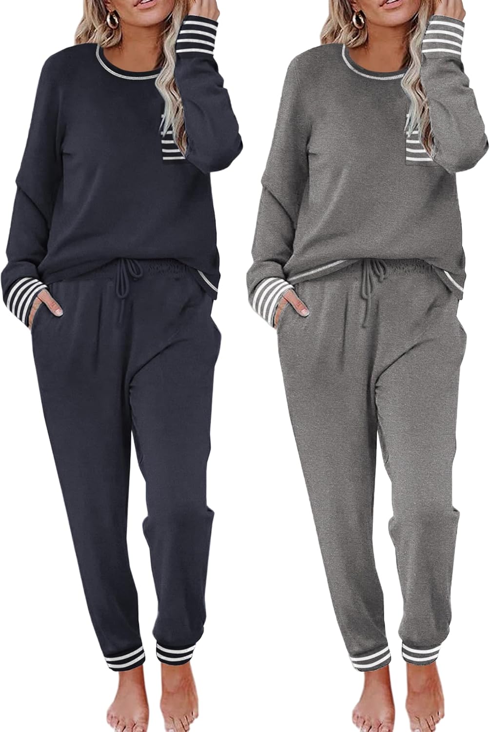 Ekouaer Womens Pajama Sets Long Sleeve Soft Pj Sleepwear
