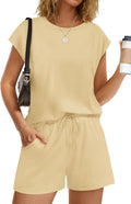 Two Piece Summer Lounge Sets for Women - Comfortable Crew Neck Shorts