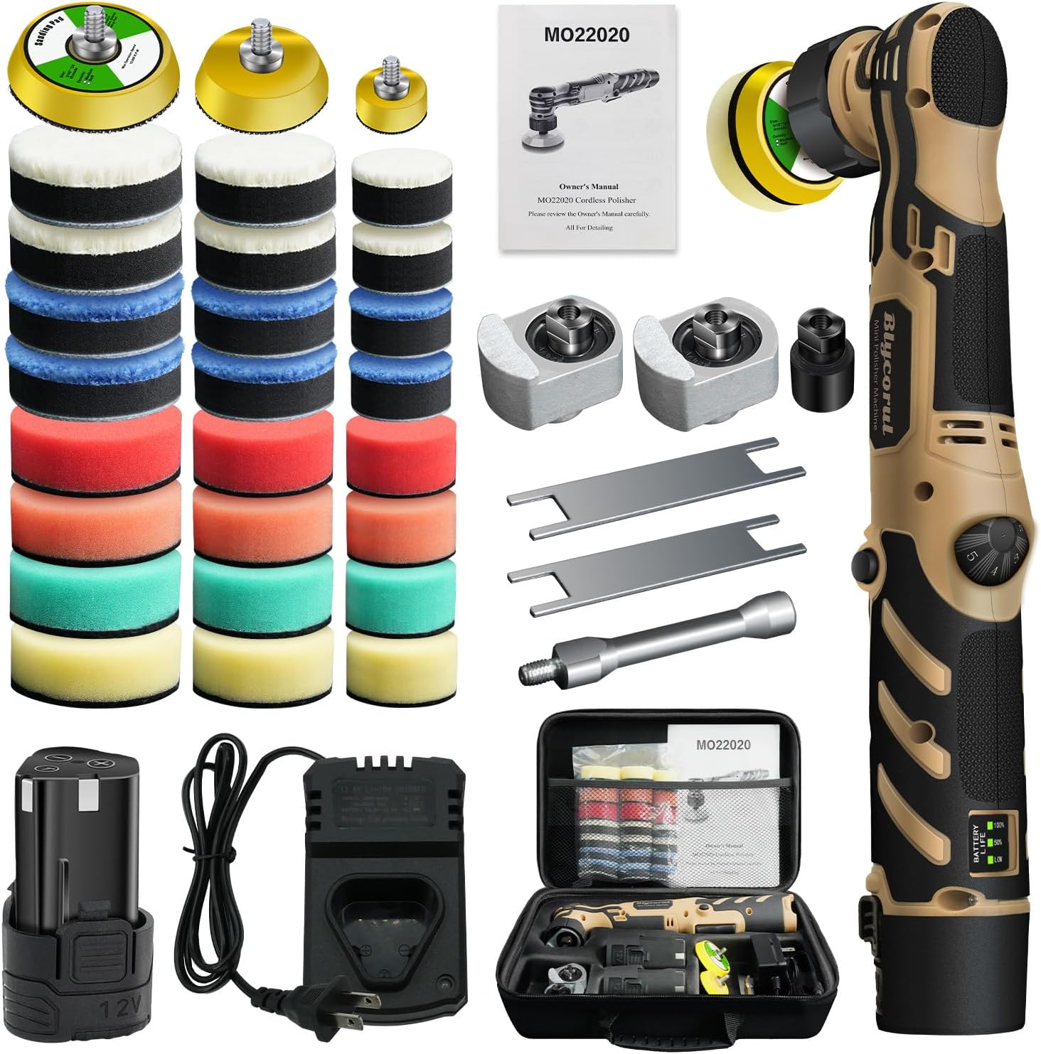 Cordless Mini Polisher with 11 Variable Speeds for Detailing