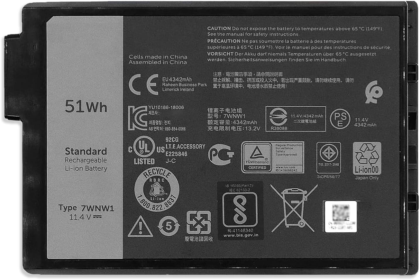51Wh 7WNW1 Laptop Battery for Dell Latitude Rugged Series