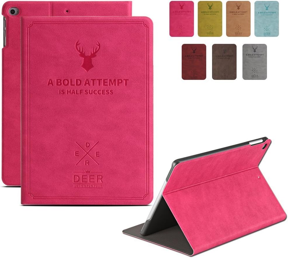 DuraSafe iPad Mini 4/5 Case with Deer Pattern - Rose Red