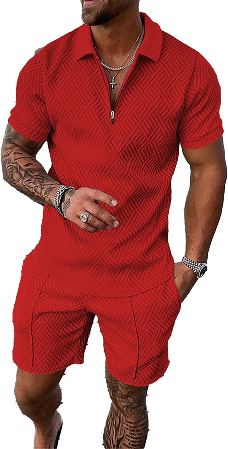 Men's Short Sets Outfits 2 Piece Summer Tracksuit for Comfort