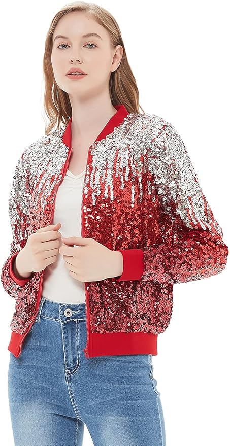 Anna-Kaci Womens Sequin Long Sleeve Front Zip Jacket Review
