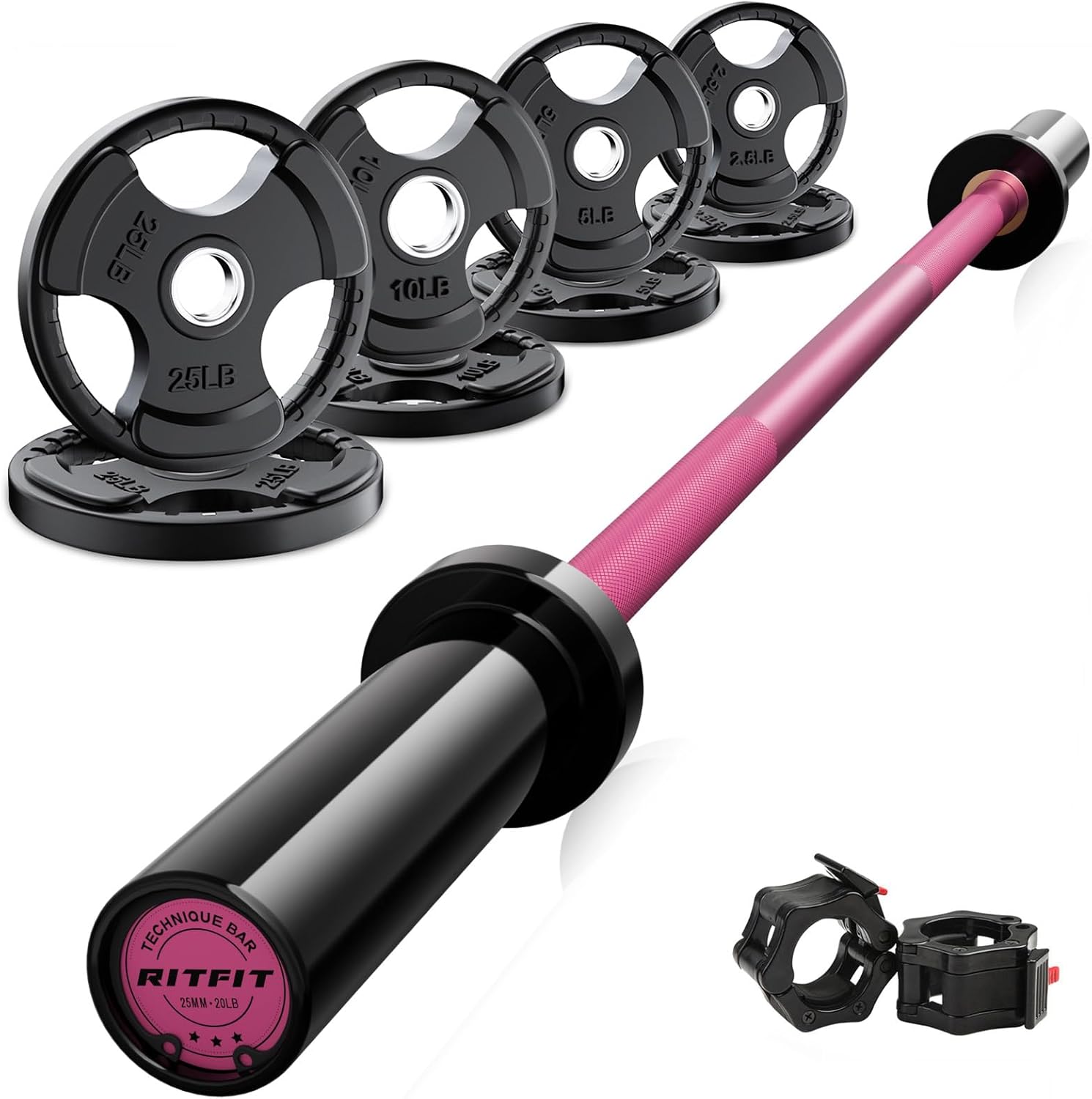 RitFit Barbell Weight Set - 4FT Olympic Barbell for Home Gym