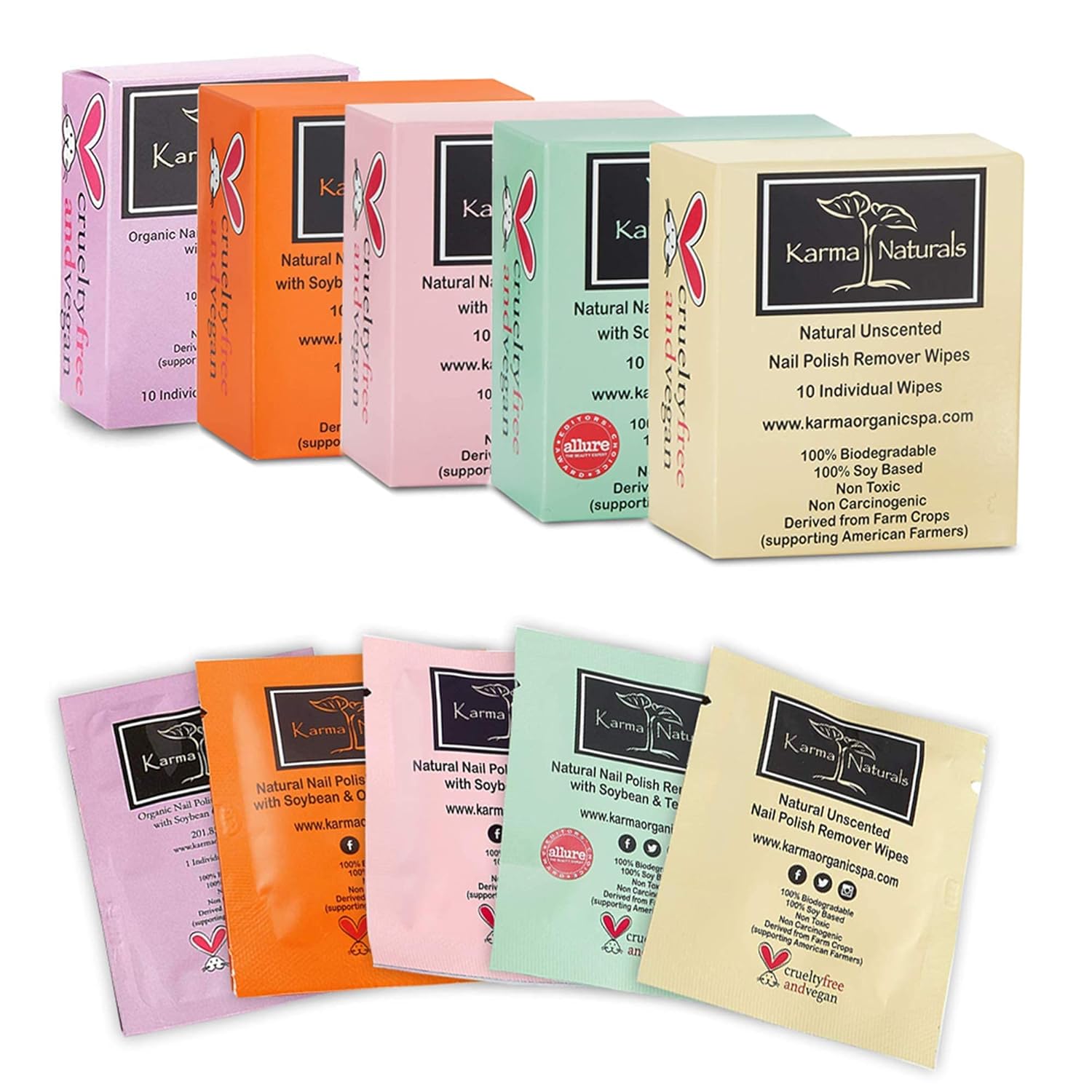 Karma Organic Natural Nail Polish Remover Wipes for Travel