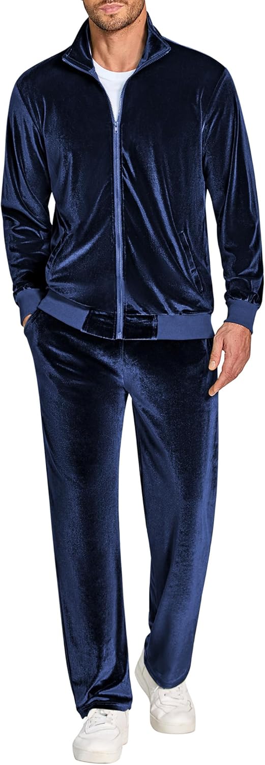 COOFANDY Mens 2 Piece Velour Tracksuit for Comfort and Style