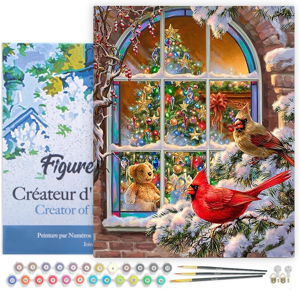 Figured'Art Paint by Numbers Kit for Adults - Christmas Window