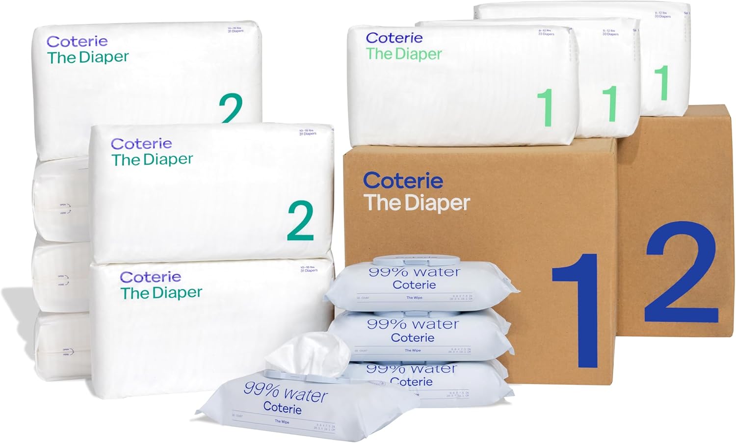 Coterie Baby Diapers + Wipes Kit - Gentle, Plant-Based Care