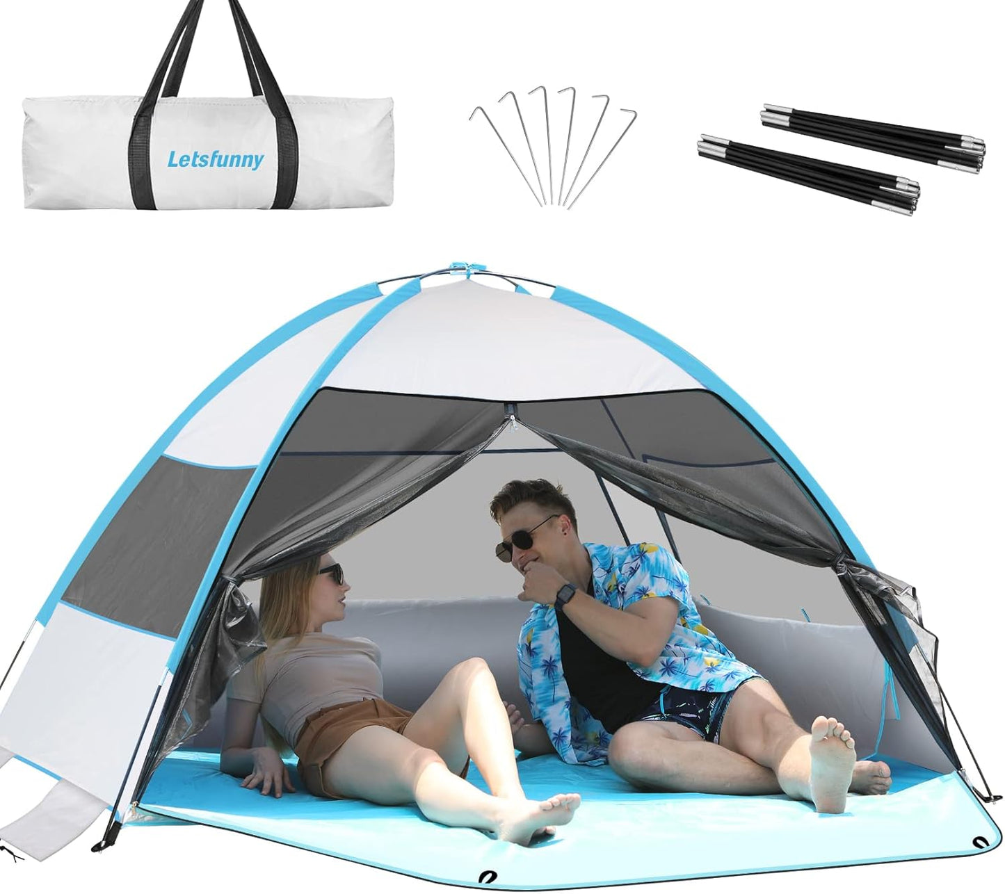 Large Easy Setup Beach Tent with UV Protection for Family Fun