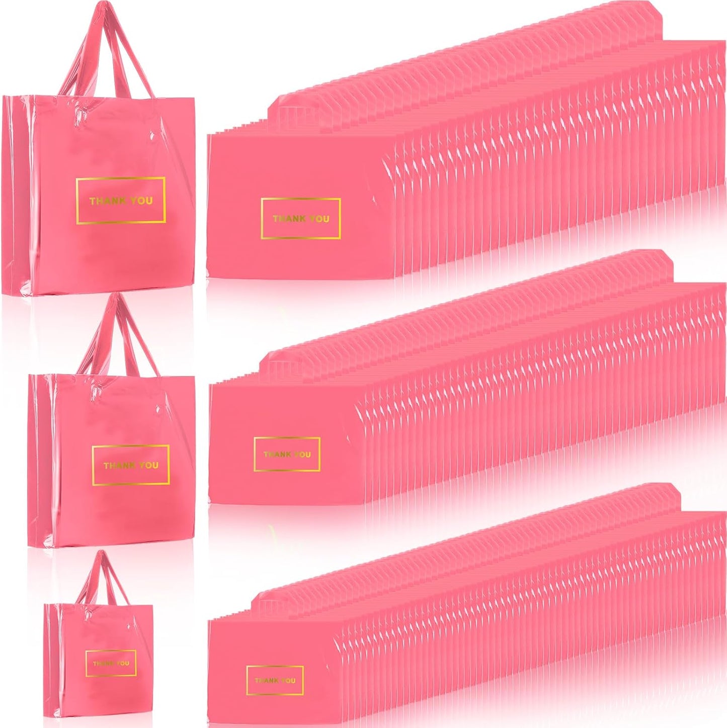 Teling 200 Pcs Thank You Plastic Bags in 3 Sizes for Events