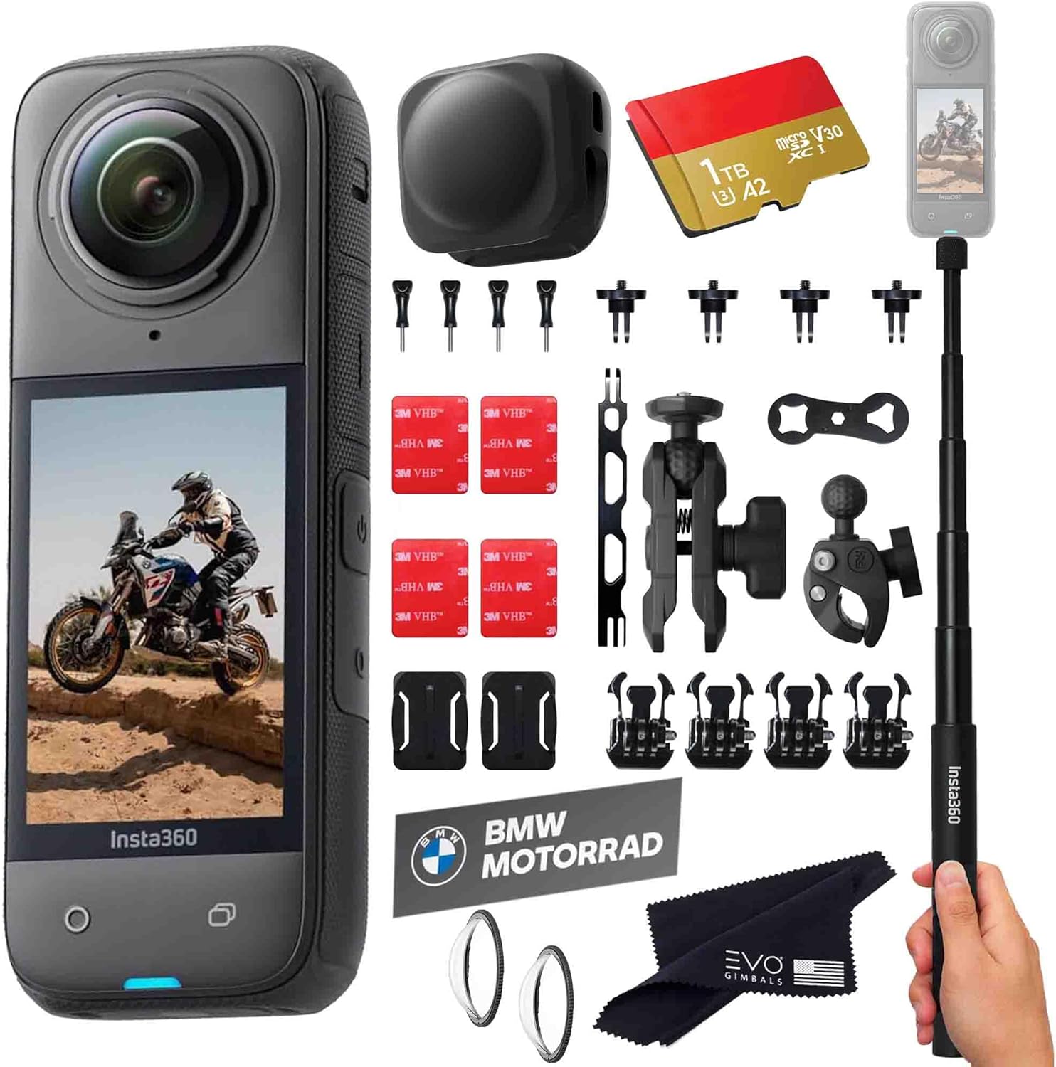 Insta360 X4 8K Waterproof 360 Action Camera Motorcycle Bundle
