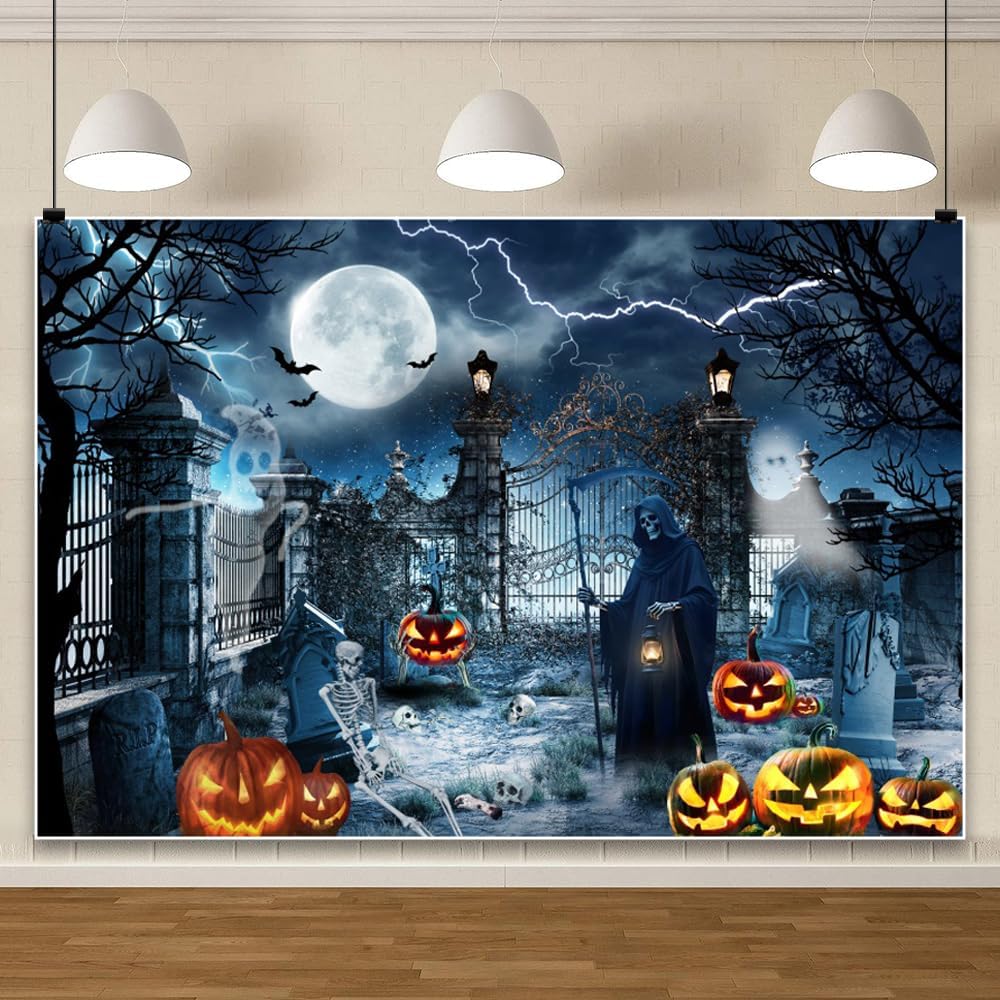 Halloween Backdrop Graveyard Haunted Photography for Spooky Nights
