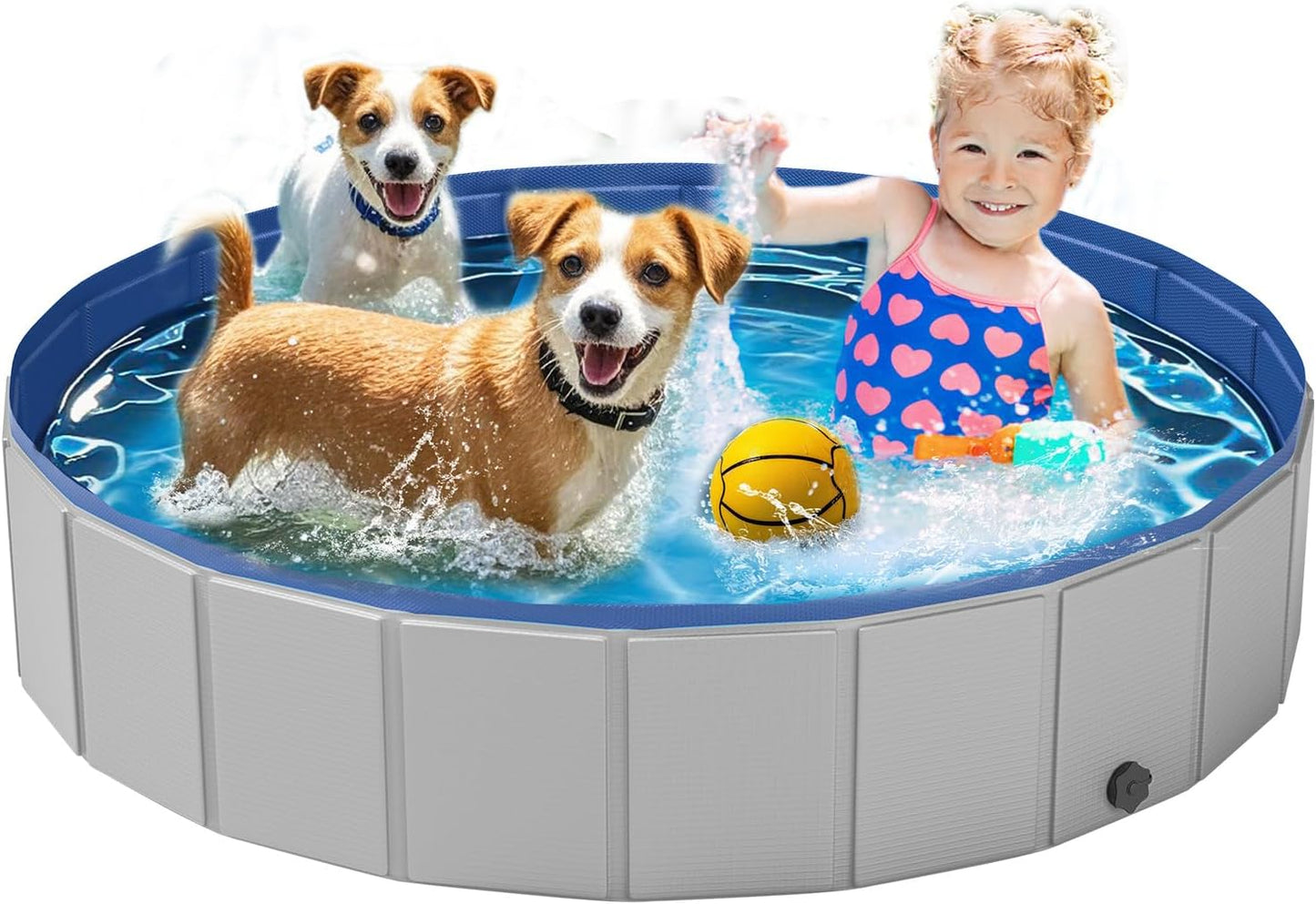 Dog Pool for Large Dogs - Foldable Plastic Pool for Summer Fun