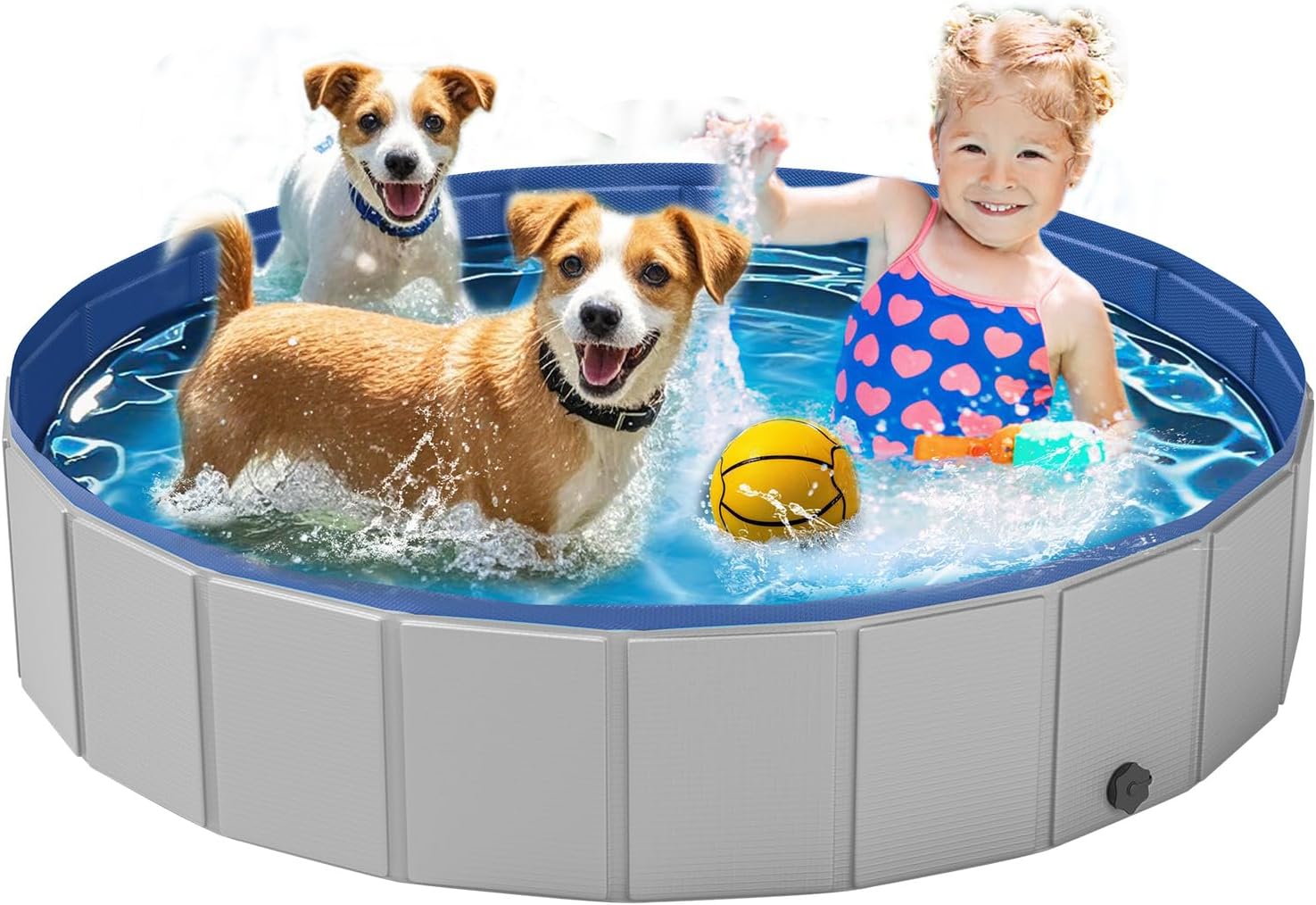 Dog Pool for Large Dogs - Foldable Plastic Pool for Summer Fun