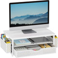 Wood Monitor Stand Riser with Drawer and Pen Holder - Ergonomic Desk