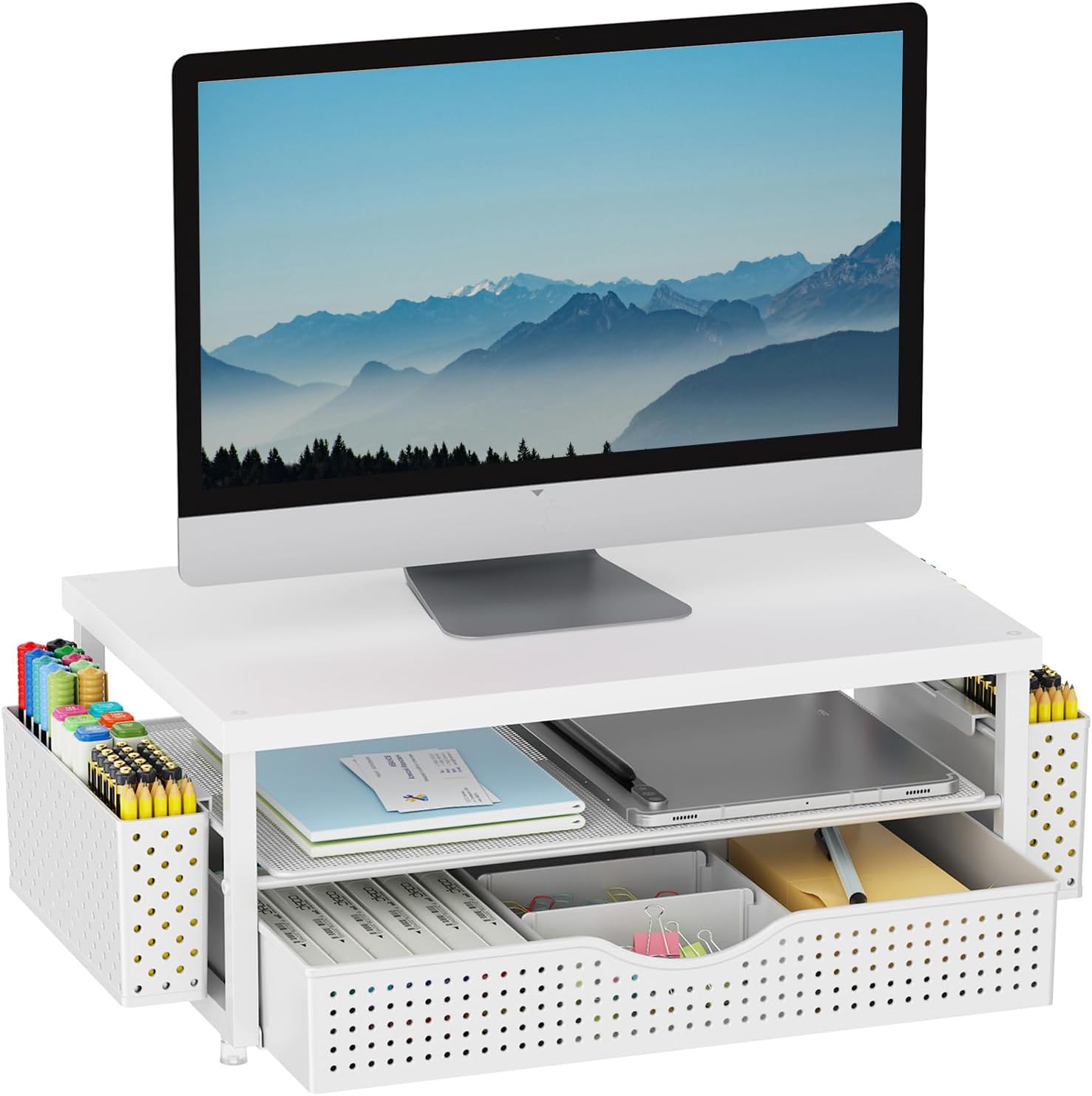 Gianotter Wood Monitor Stand Riser for Office Desk Organization