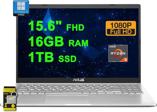 ASUS VivoBook 15 Business Laptop: Fast AMD Ryzen 3, 16GB RAM, 1TB SSD