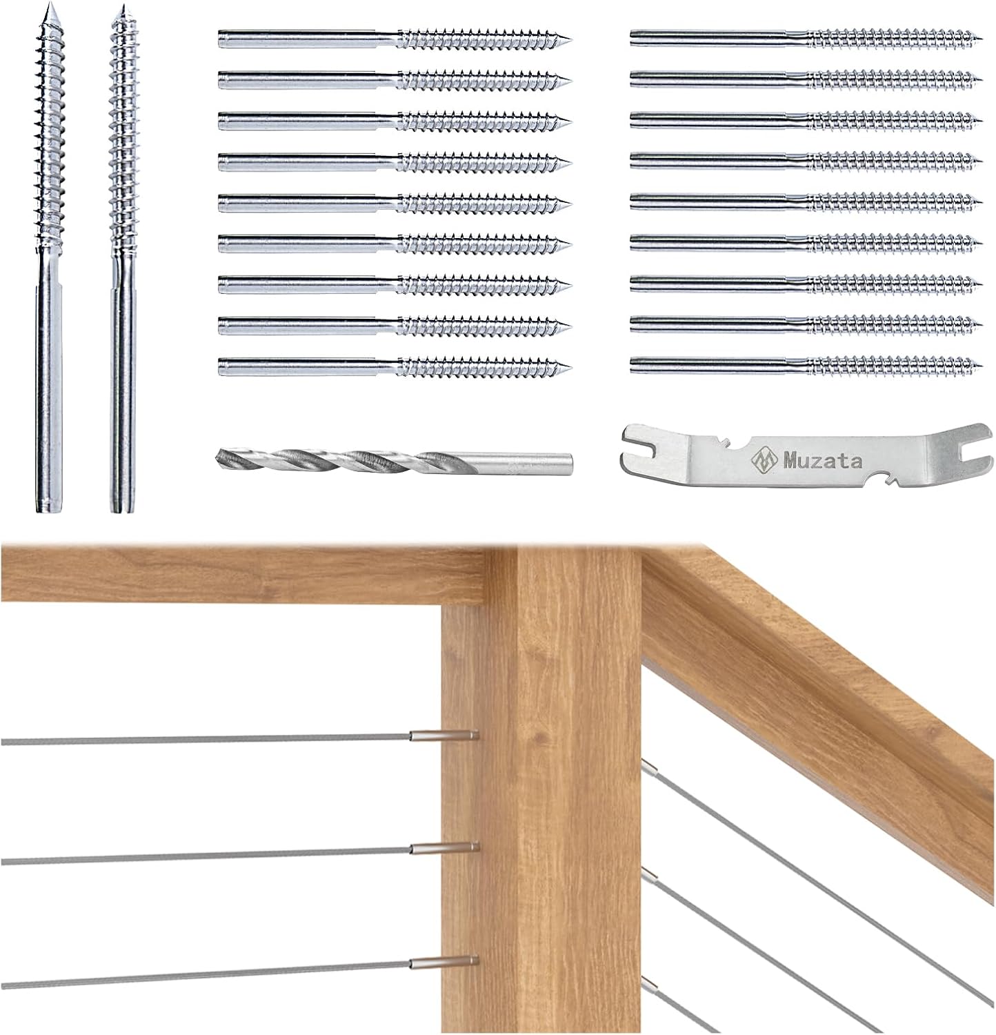 Muzata 120 Pack 1/8in Cable Railing Hardware Kit for Decks
