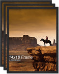 14x18 Picture Frame Set of 3 - Black Engineered Wood Frames