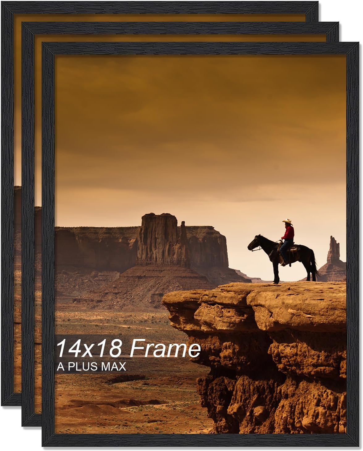 14x18 Picture Frame Set of 3 - Black Engineered Wood Frames
