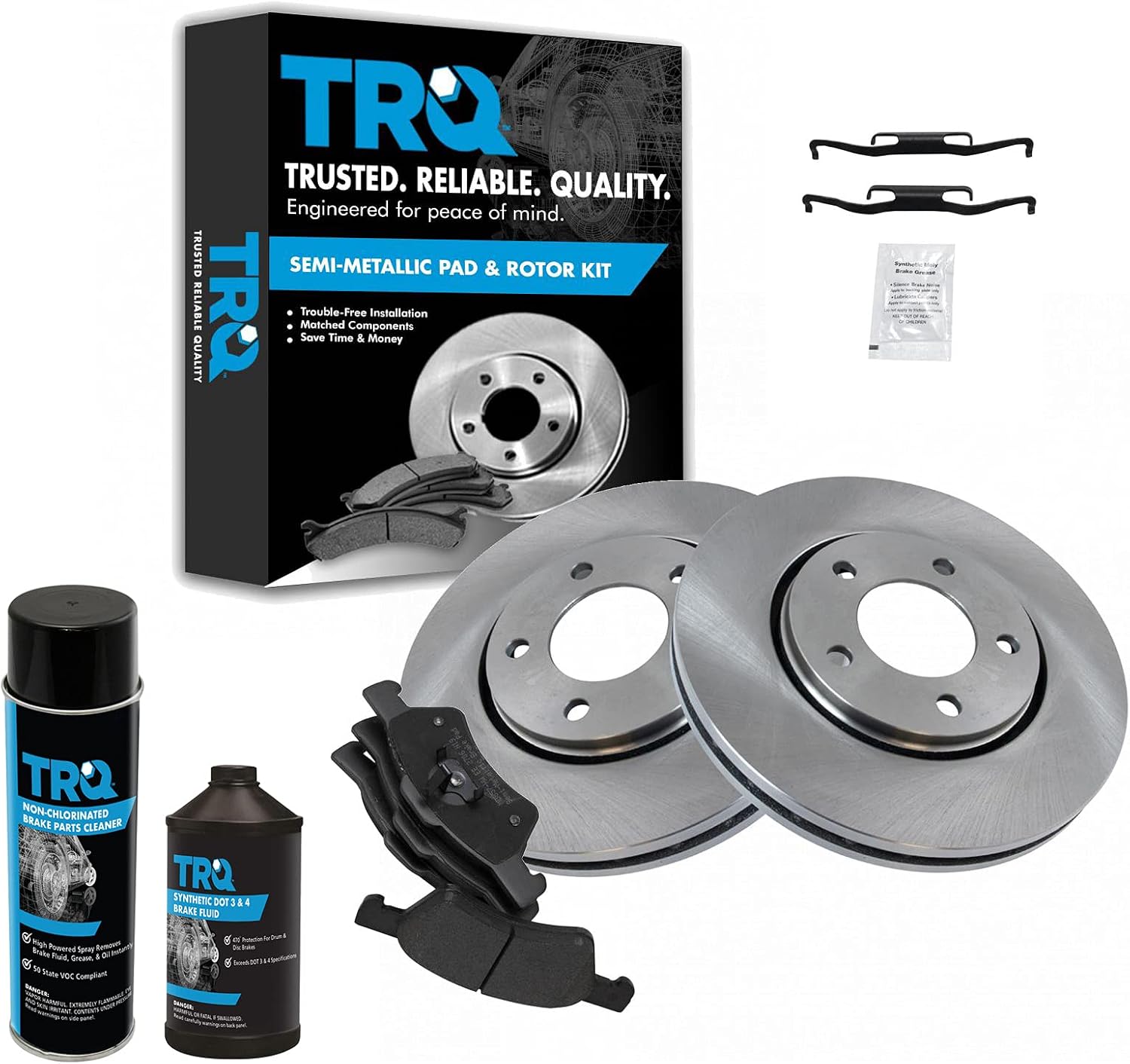 TRQ Front Brake Pad & Rotor Kit for Chrysler & Dodge Vehicles