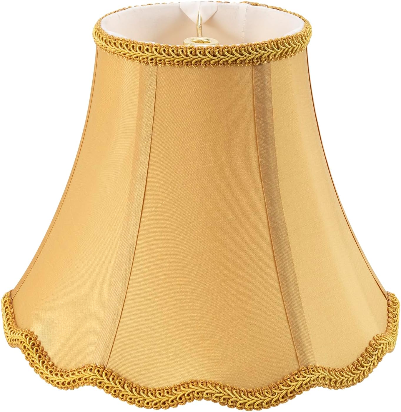 Elegant Scalloped Golden Fabric Lampshade Replacement for Home