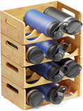 Bamboo Water Bottle Organizer with Labels - 4 Pack 3-Slot Holders